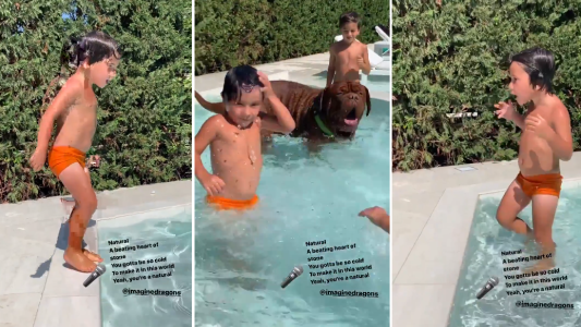 Furor en las redes por el video de Mateo Messi bailando en la pileta