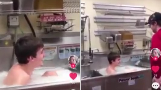 Video: lo despidieron por bañarse en la cocina de un local de comidas rápidas
