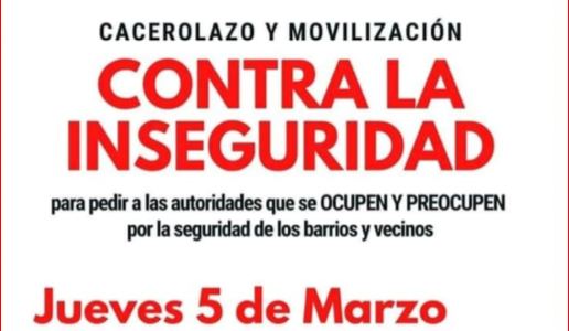 Inseguridad: Tres cacerolazos simultáneos en la ciudad