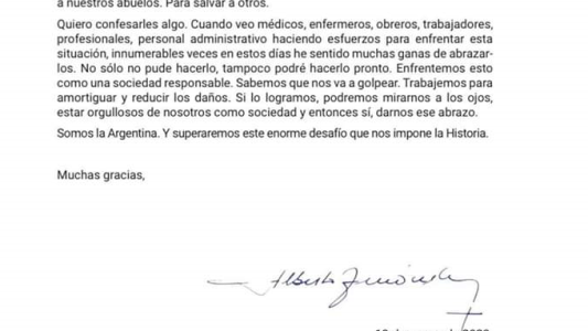 La carta de Alberto Fernández para explicar el aislamiento: "el país está en riesgo"