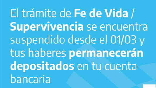 Anses recuerda que está suspendido el certificado de supervivencia