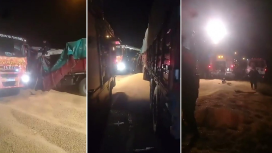 Tremendo choque entre cuatro camiones en Totoras: un muerto