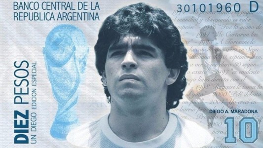 Fanáticos proponen que el billete de 10 pesos lleve la imagen de Diego Maradona