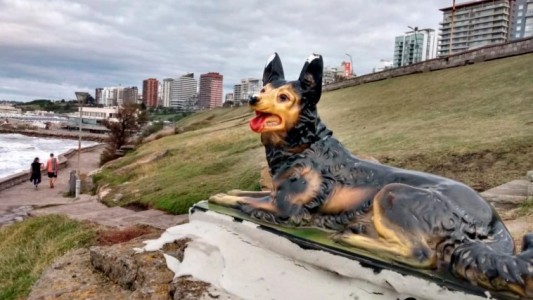 Personal municipal retiró la escultura de un perro colocada en la zona de Playa Chica