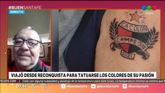 Por Colón campeón, viajó de Reconquista a Santa Fe para tatuarse por primera vez