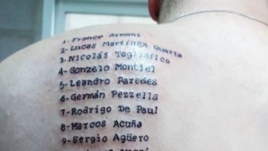 Siguen los festejos por la Copa América: se tatuó los nombres de todos los jugadores y el DT de Argentina