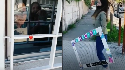 Un abuelo de 94 años aplaudió a su nieta recién recibida por una ventana: no pudo abrazarla por el coronavirus