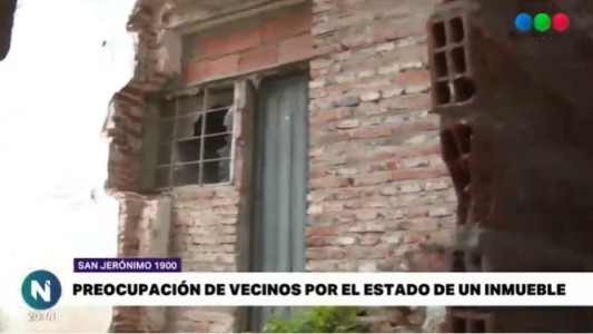 Temen por un posible derrumbe en una pared de un inmueble de San Jerónimo al 1900
