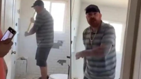Video viral: albañil destruyó a martillazos el baño que había remodelado porque no le pagaron
