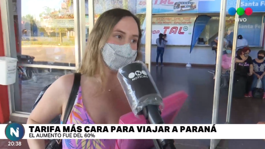 Sorpresa en la terminal por el aumento del pasaje Santa Fe - Paraná
