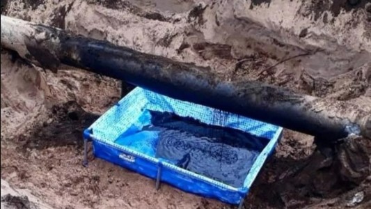 Una pileta de lona, "contundente medida de seguridad para contener el derrame de petróleo en Río Negro"