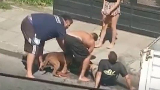 Un pitbull atacó a un hombre en la calle y tuvieron que vaciarle un matafuego en la cara para que lo suelte