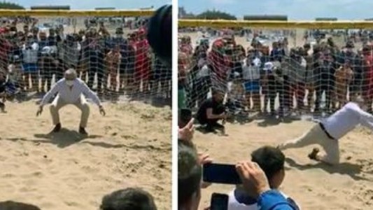 Video: el Presidente, a los penales en la playa