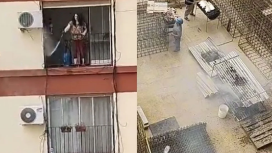 Una vecina  le apagó el asado a unos obreros desde su balcón y el video se hizo viral en redes