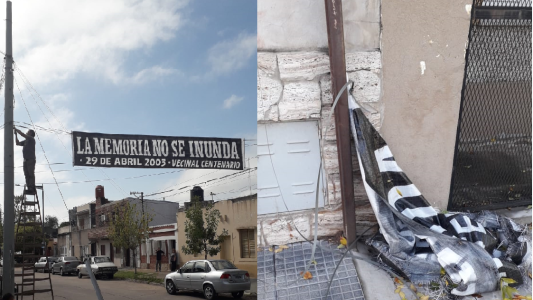 Por el temporal se cayó el pasacalles por la Inundación de 2003 en B° Centenario