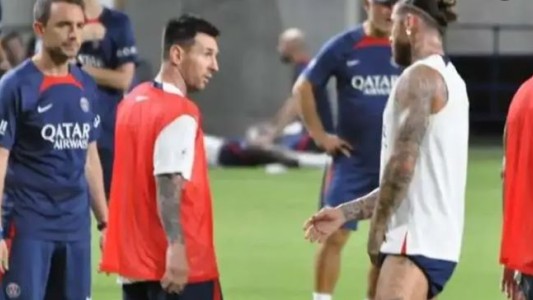 Tenso cruce entre Lionel Messi y Sergio Ramos por una patada a destiempo en el entrenamiento