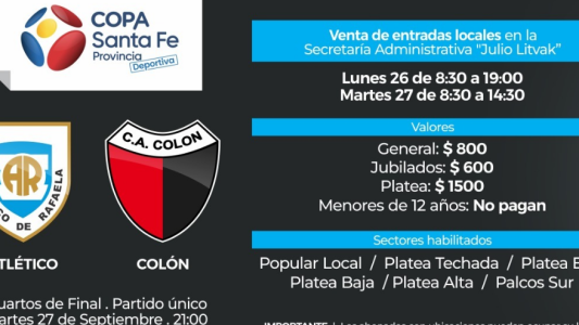Copa Santa Fe: Rafaela y Colón jugarán sin público visitante