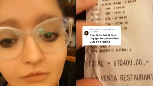 La queja viral de una moza por la propina que le dejaron tras gastar más de $70 mil