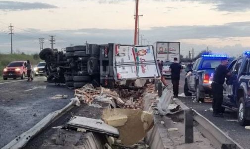 Circunvalación Oeste: volcó un camión con 8 toneladas de pollo y vecinos se llevaron la carga