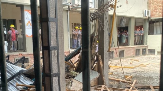 Fotos: se derrumbó parte de la obra de ampliación del Colegio La Salle Jobson