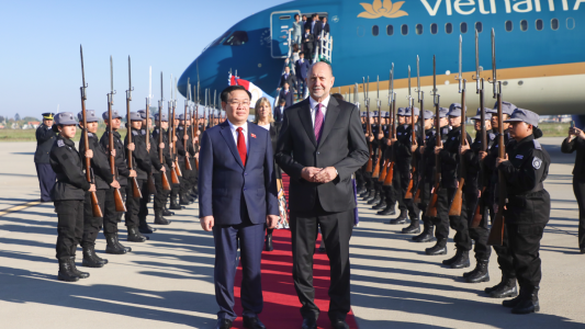 Perotti recibió en el Aeropuerto de Rosario al embajador de Vietnam
