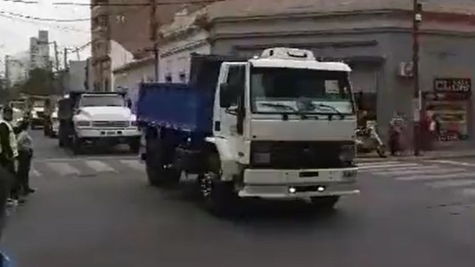 Manifestación de transportistas en reclamo por recortes del municipio