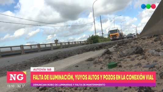 Falta de luz, malezas y pozos: preocupante estado de la Ruta 168