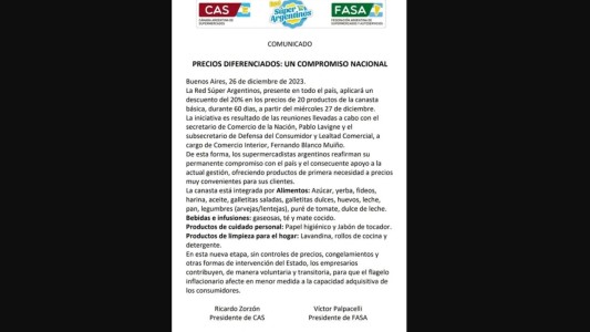 Un grupo de supermercados comunicó que bajará los precios