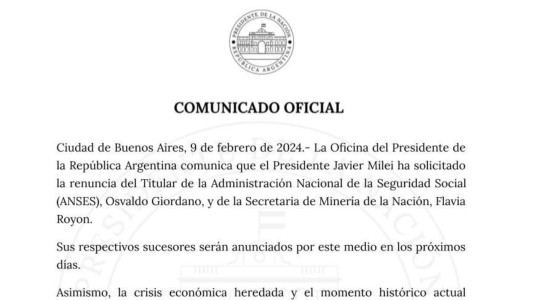 Milei le pidió la renuncia a Giordano, titular de ANSES y a Flavia Royon, secretaria de Minería