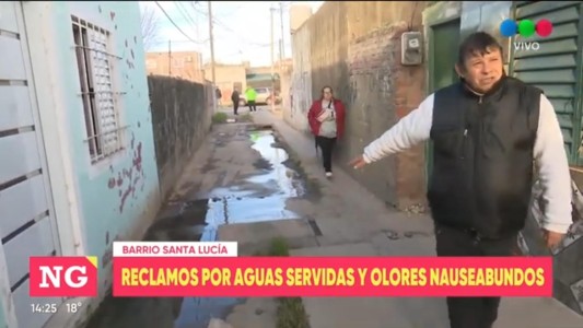 Barrio Santa Lucía: reclamos por aguas servidas y olores nauseabundos