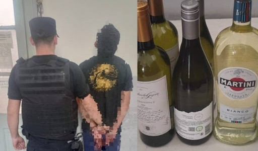 Detuvieron a un joven que rompió a patadas la puerta de un bar