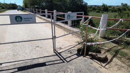Apareció otro hundimiento en el puente de ingreso a Colastiné Sur