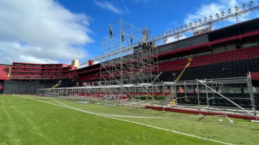 Comenzaron a armar el escenario para el show de La Renga en el estadio de Colón
