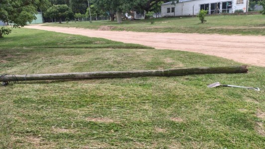 Fueron sorprendidos mientras se llevaban un poste de alumbrado público