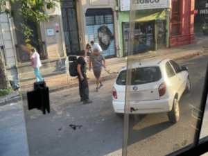 Chocó un corralito y cayó a un pozo en pleno centro de la ciudad