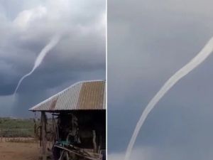 Captaron una tromba marina en la zona de islas de San Javier